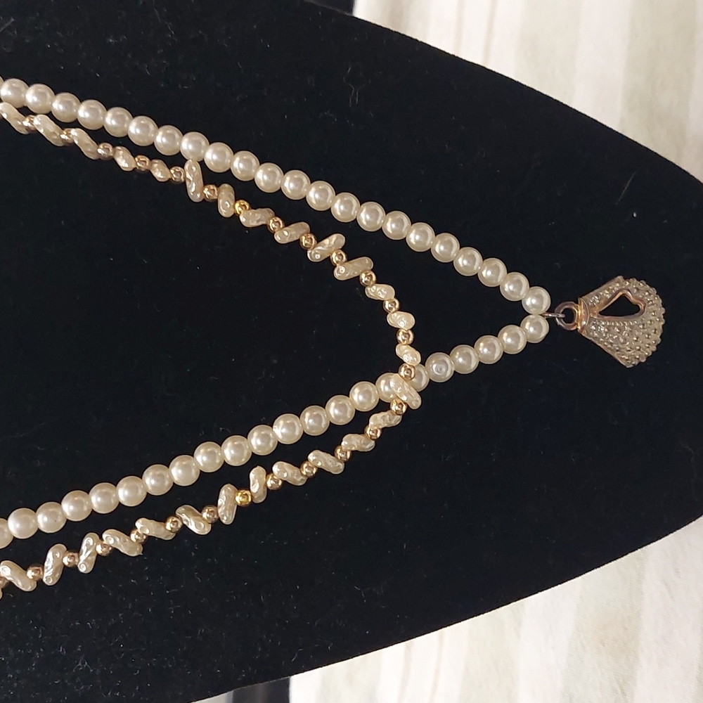 Vintage Faux Pearl necklace with Seed Pearl Necklace